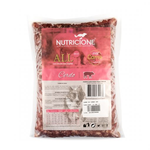 Nutricione. Todo carne de cerdo, picado sin hueso 1kg - Comida Barf Valencia