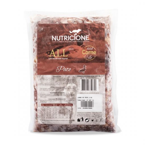 Nutricione. Todo carne de pato, picado con hueso 1kg - Comida Barf Valencia